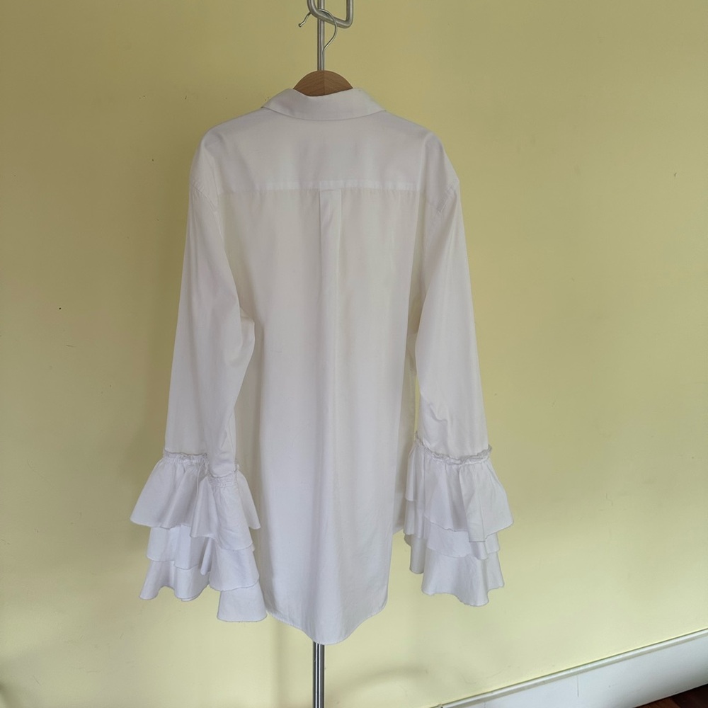 Comme des Garcons White Ruffle Sleeve Shirt - Picture 2 of 5